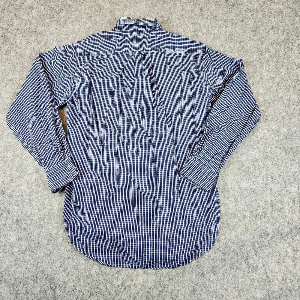 Willis & Geiger Outfitters Shirt Mens Blue Graph Check Plaid Causal Pocket READ